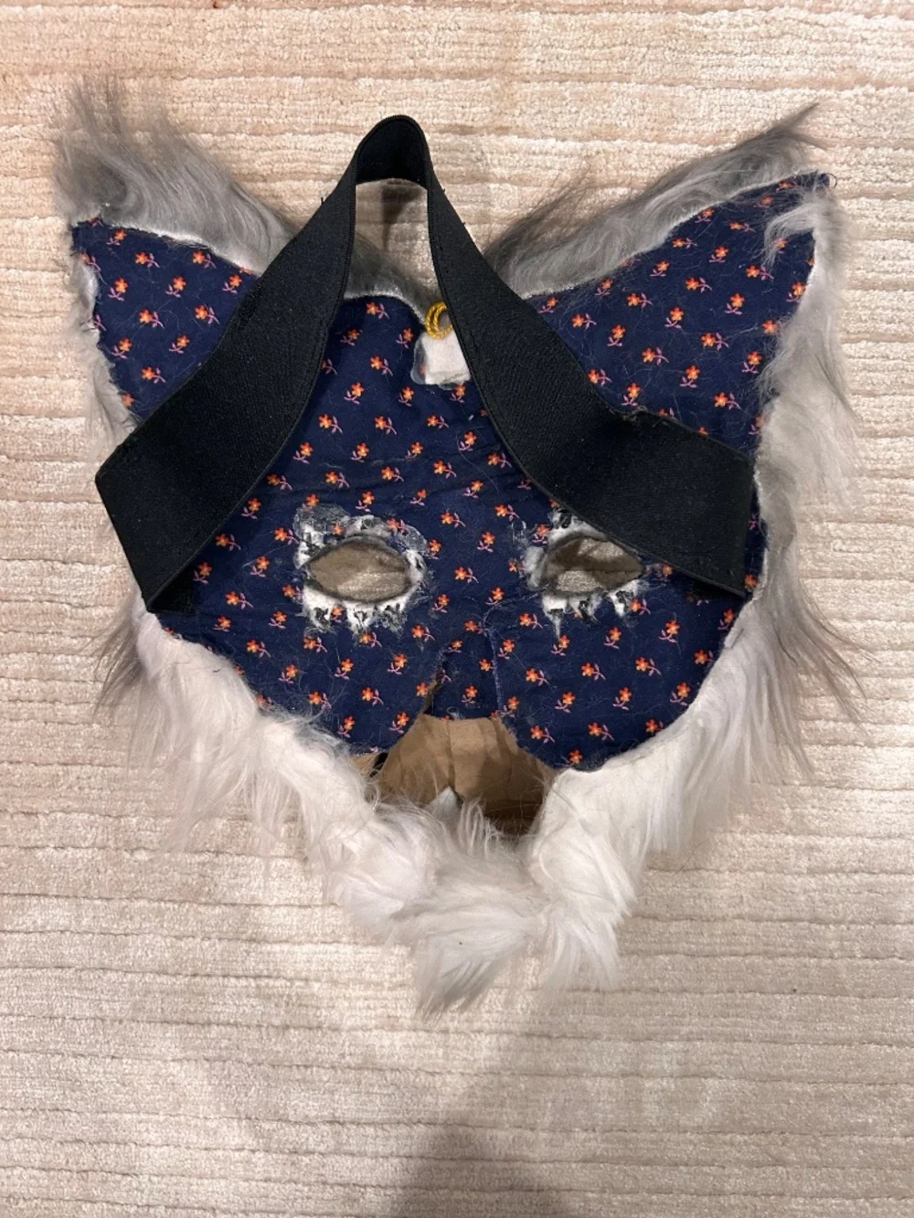 Faux Fur Full Wolf Face Mask w/ Ears Fully Furred! Elastic Strap Adult One Size